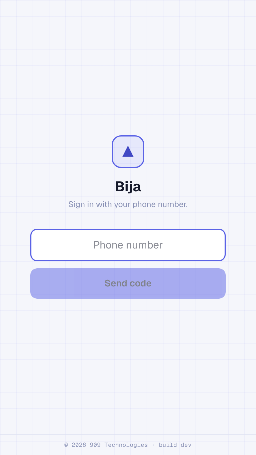 Bija sign-in screen